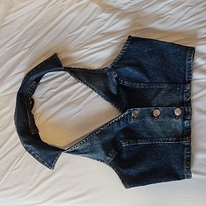 denim halter crop top